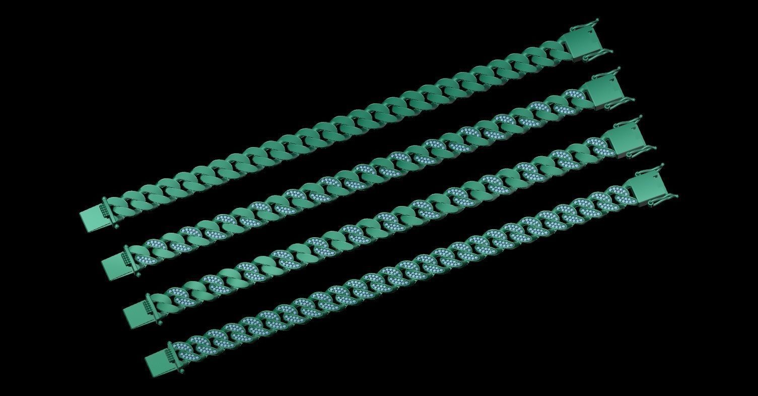 Hollow Cuban Bracelets Chain width 10 mm various Design 3D print model_3