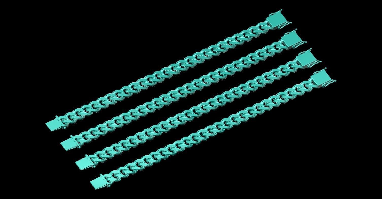 Hollow Cuban Bracelets Chain width 10 mm various Design 3D print model_9