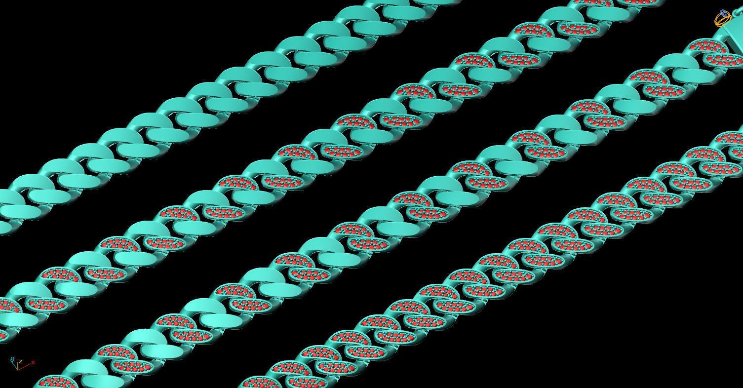 Hollow Cuban Bracelets Chain width 10 mm various Design 3D print model_4