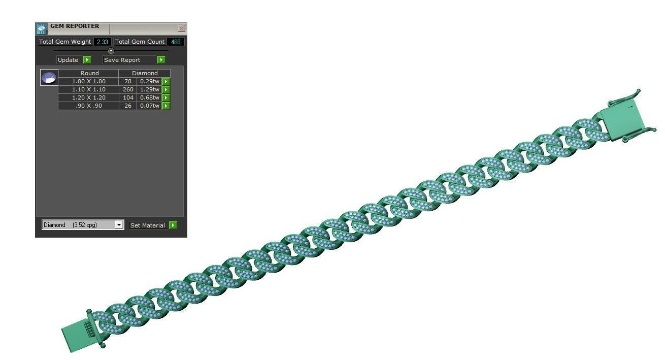 Hollow Cuban Bracelets Chain width 10 mm various Design 3D print model_12