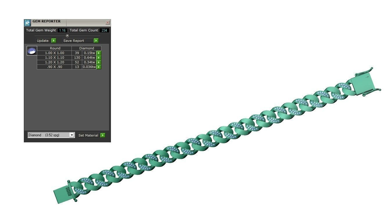 Hollow Cuban Bracelets Chain width 10 mm various Design 3D print model_13