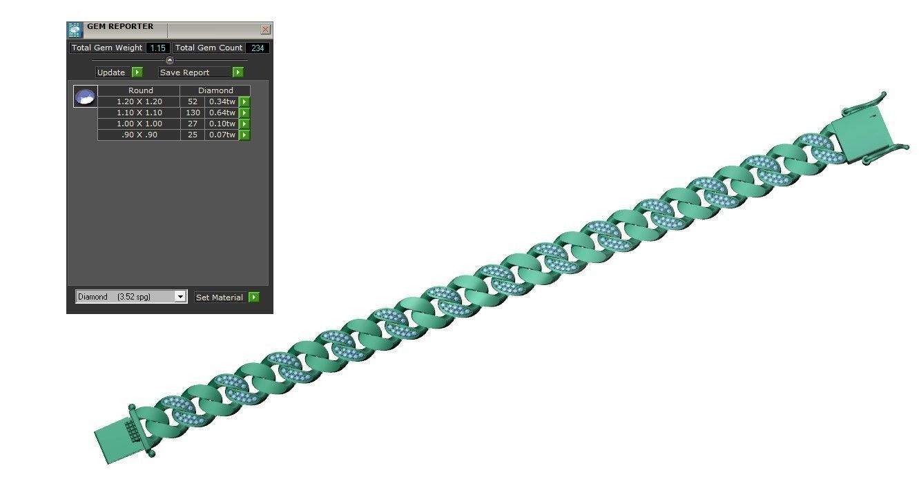 Hollow Cuban Bracelets Chain width 10 mm various Design 3D print model_11