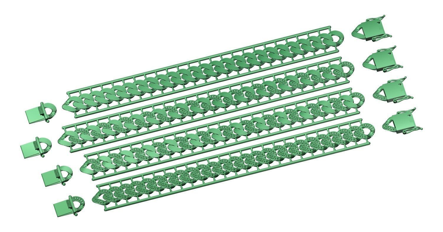 Hollow Cuban Bracelets Chain width 10 mm various Design 3D print model_2