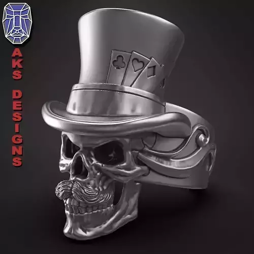 skull  ring jewelry Magician v1 3D print model