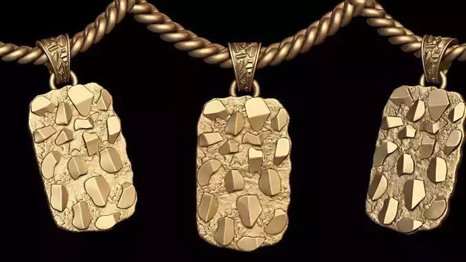 Plain Gold Nugget Pendant 3D print model 3D print model