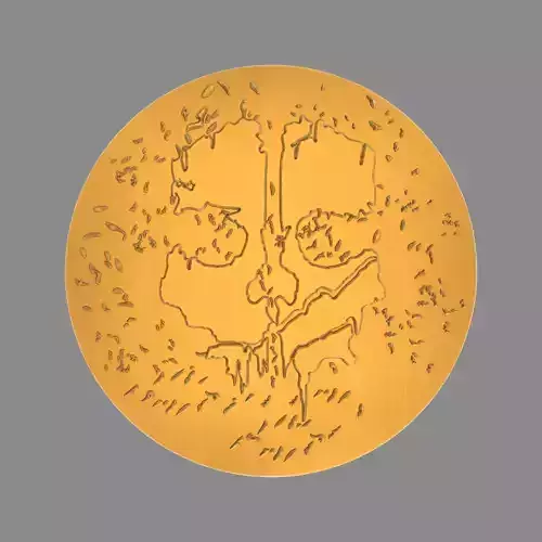 Humanoid skull with particles flying away from it 3D print model