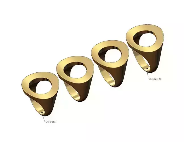 Curved open top round signet ring US sizes 7to10