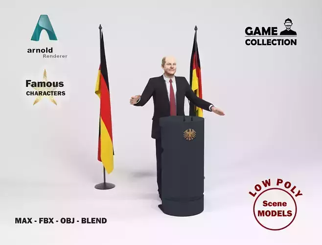 Olaf Scholz Low-poly 3D model