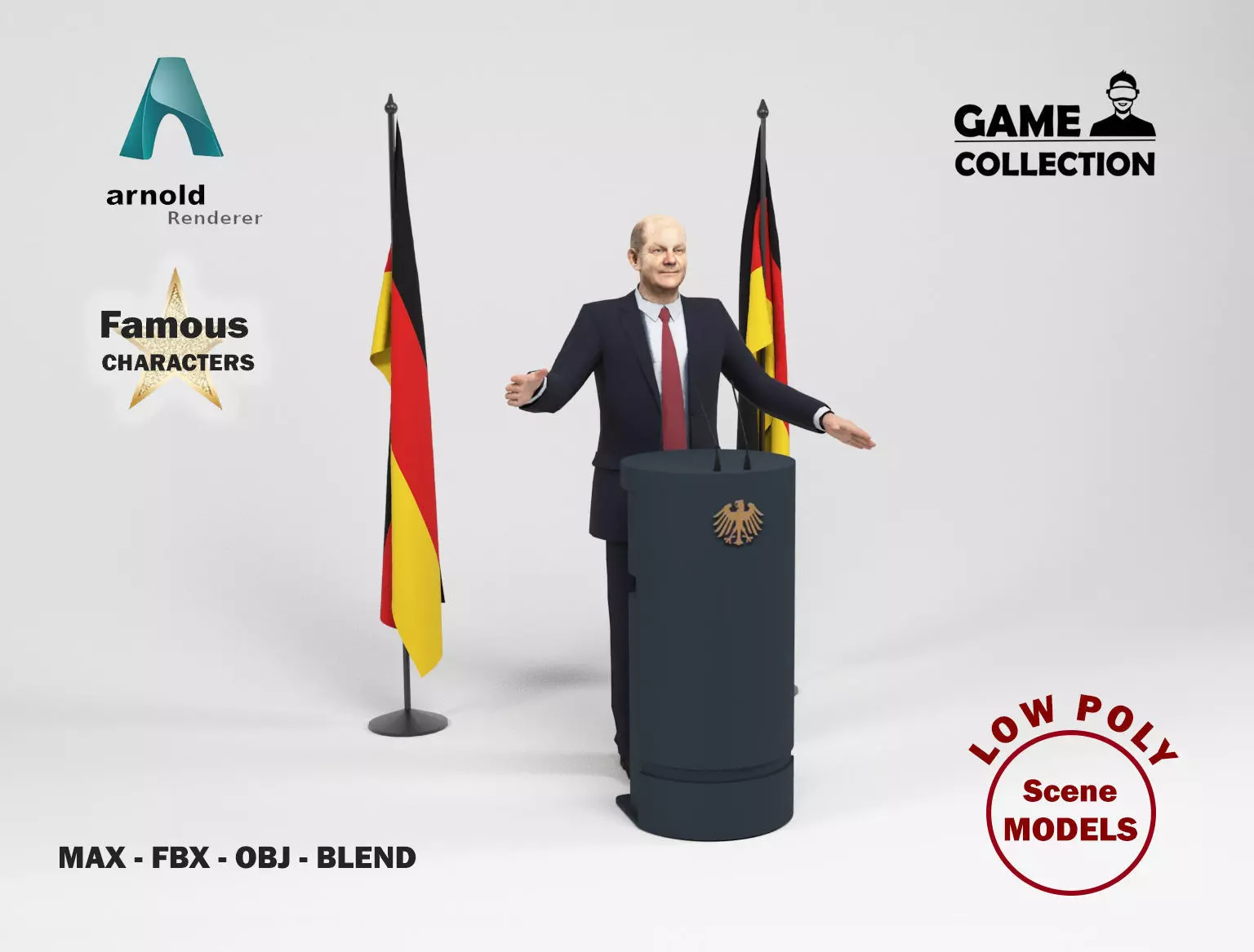 Olaf Scholz Low-poly 3D model