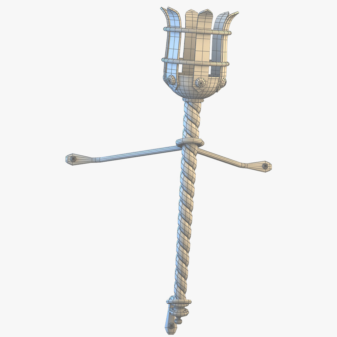 Medieval Torch Low-poly 3D model_7