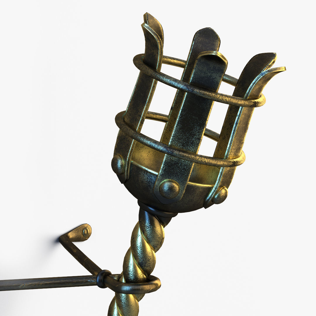 Medieval Torch Low-poly 3D model_5