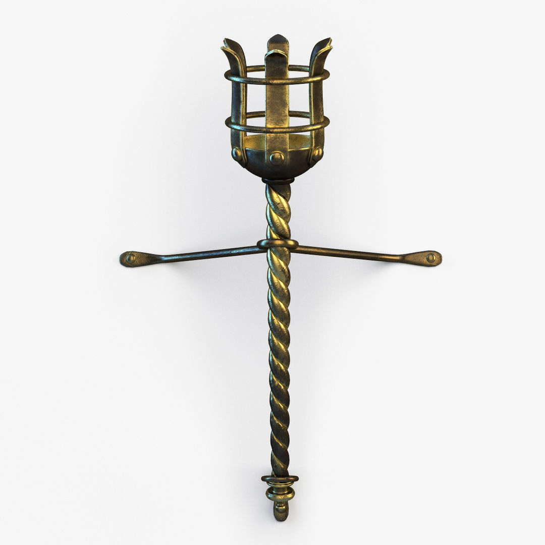 Medieval Torch Low-poly 3D model_4