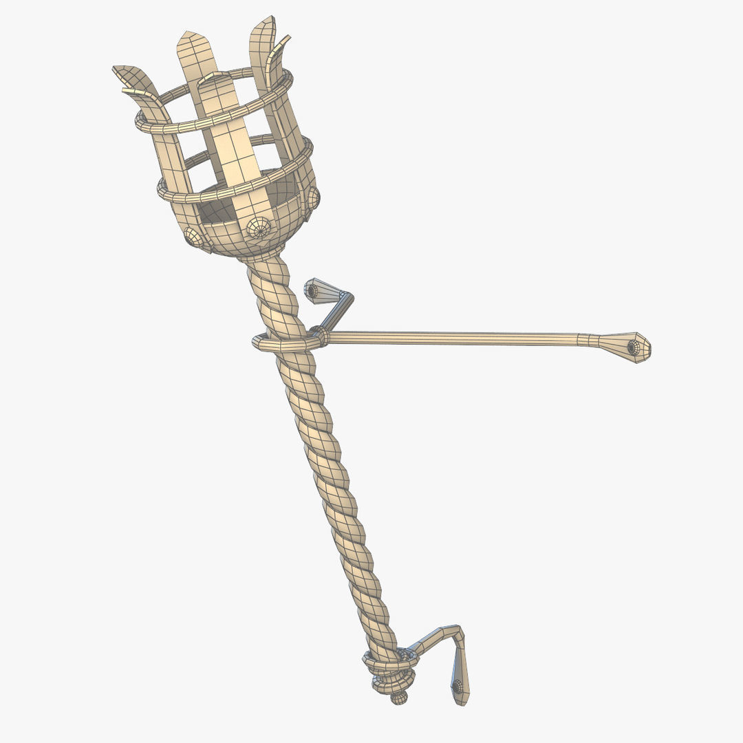 Medieval Torch Low-poly 3D model_9
