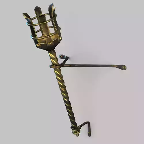 Medieval Torch Low-poly 3D model