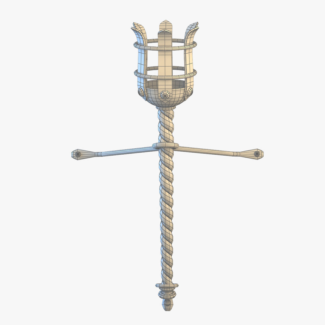 Medieval Torch Low-poly 3D model_10