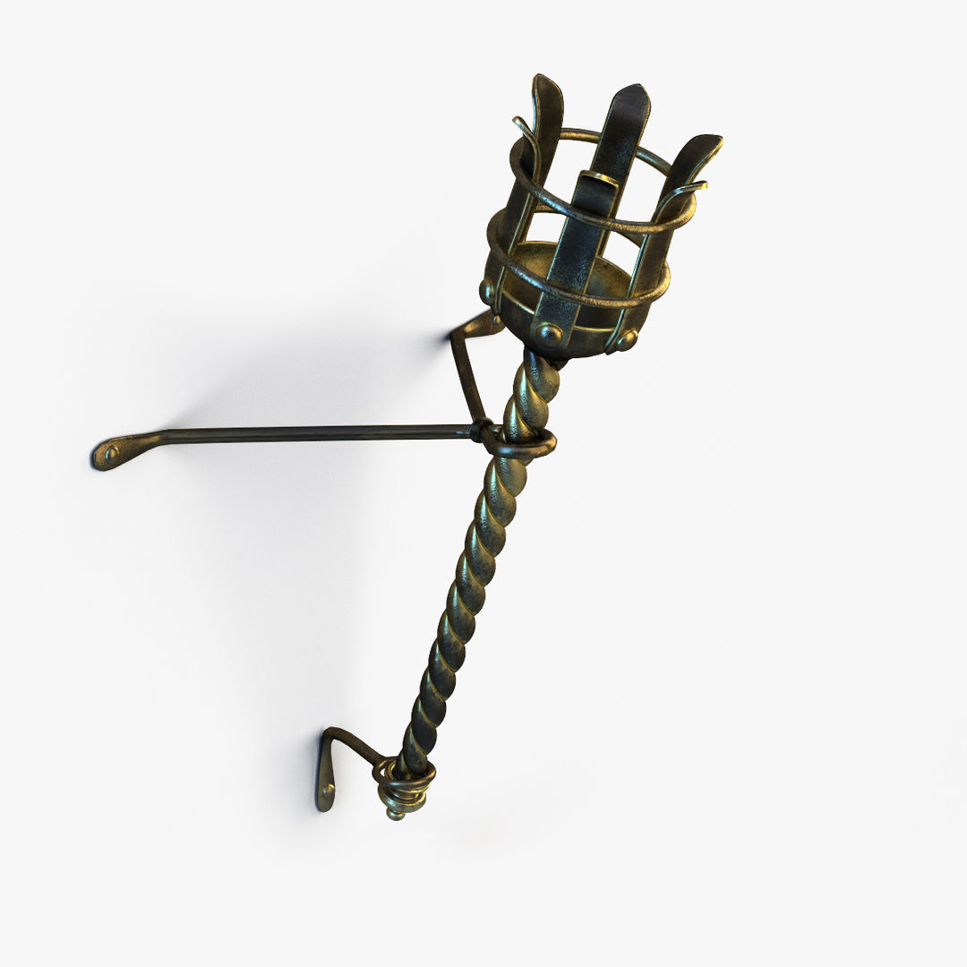 Medieval Torch Low-poly 3D model_3
