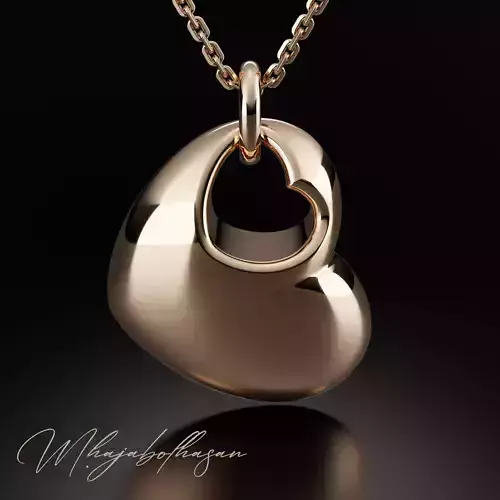 Double heart gold pendant 