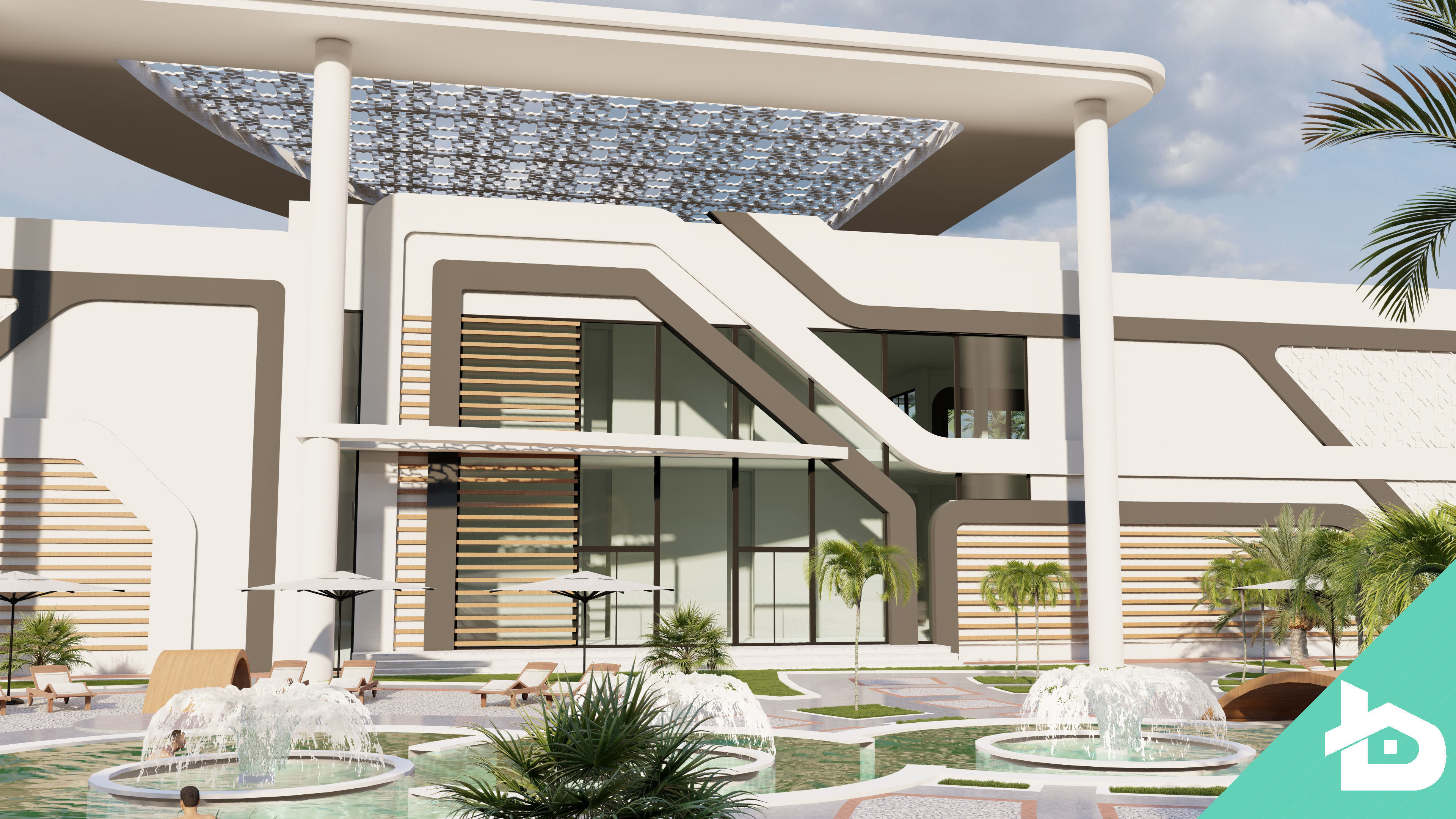 Hotel Complex 01 3D model_8