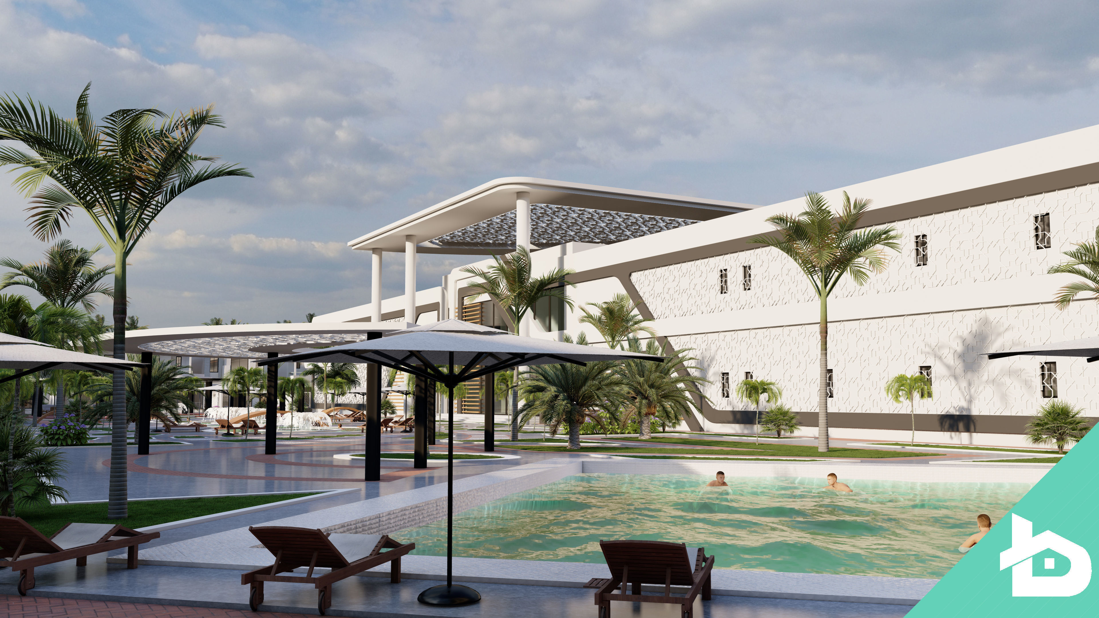 Hotel Complex 01 3D model_9