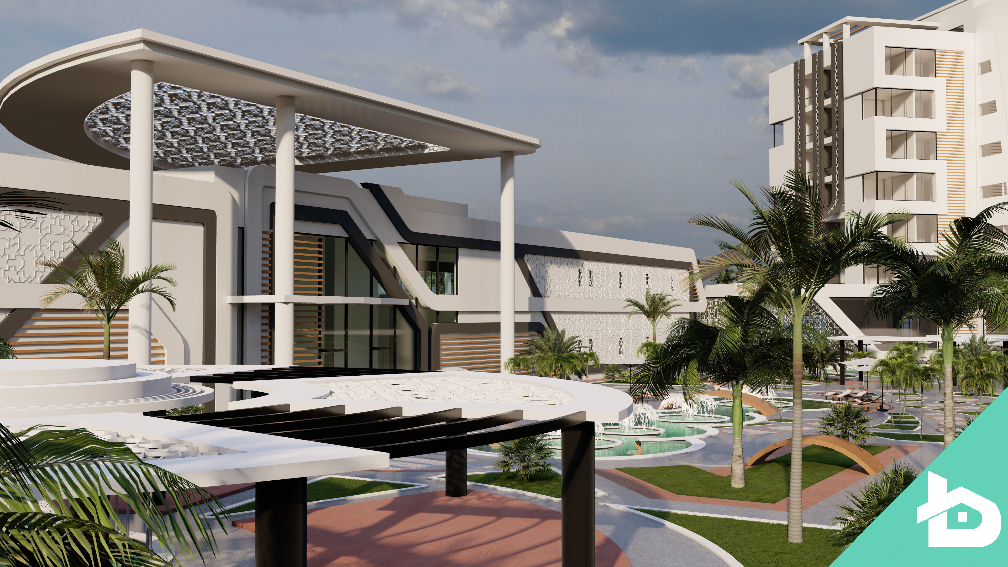 Hotel Complex 01 3D model_7