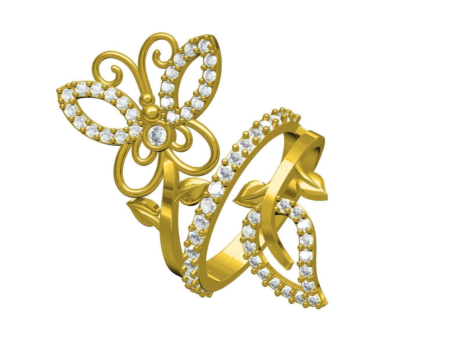 Bufferfly Ring  3D print model_1