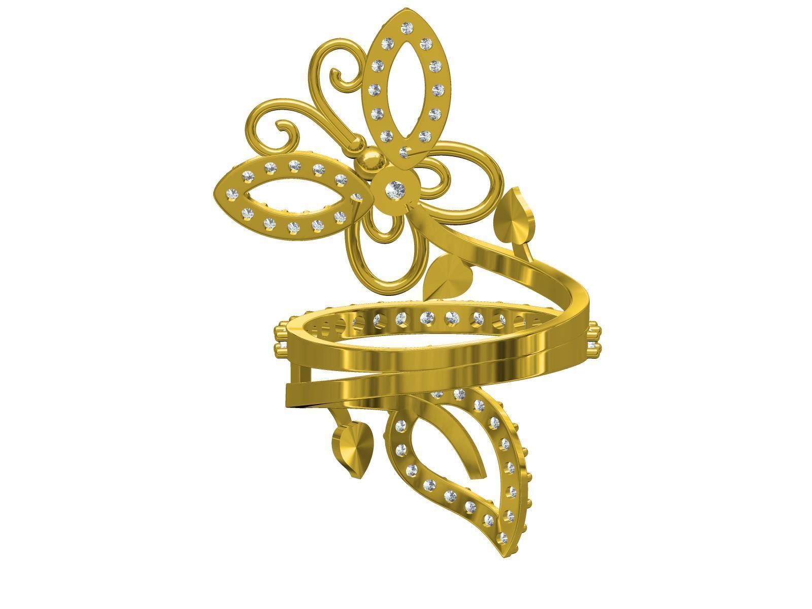 Bufferfly Ring  3D print model_7