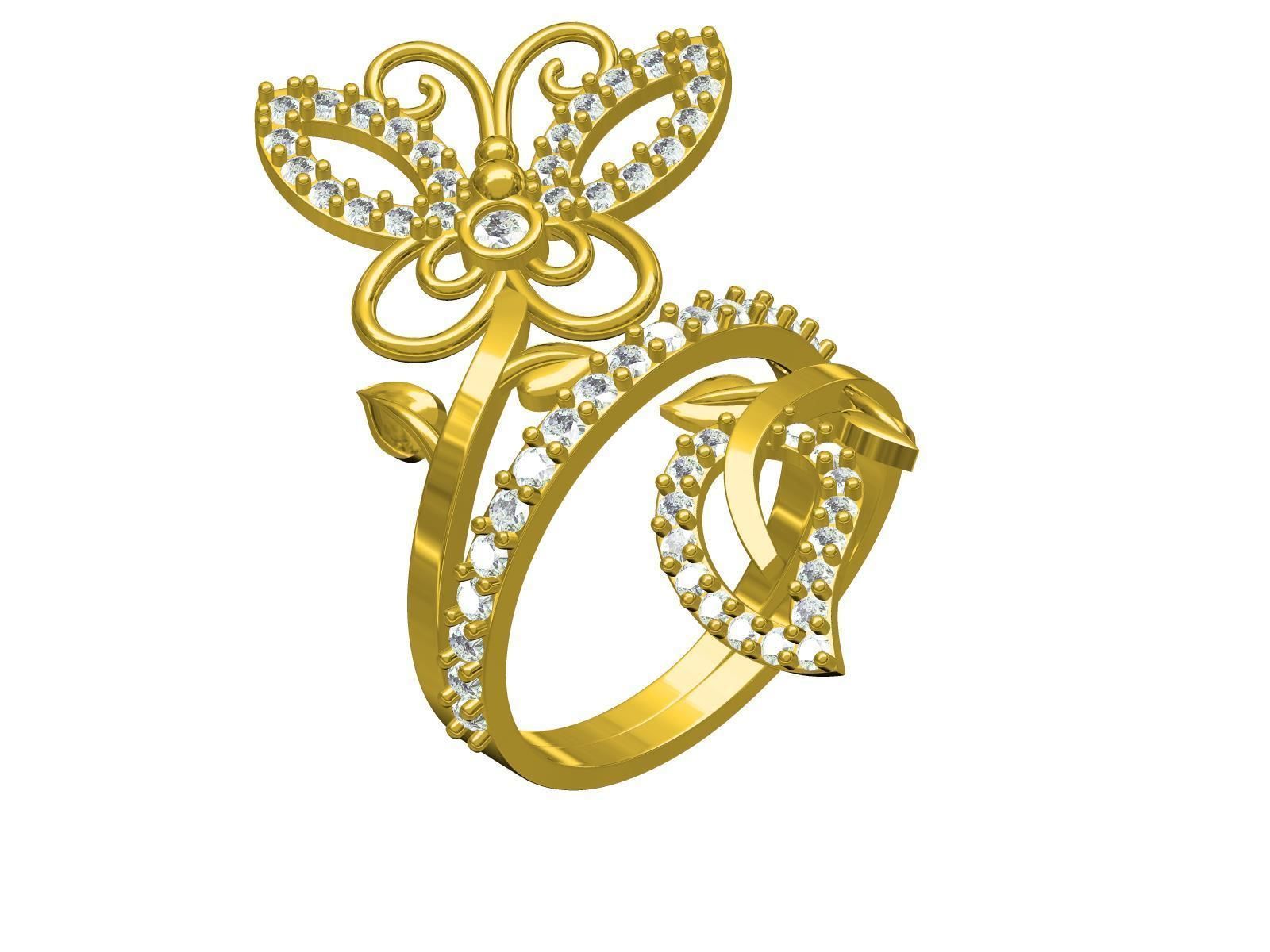 Bufferfly Ring  3D print model_4