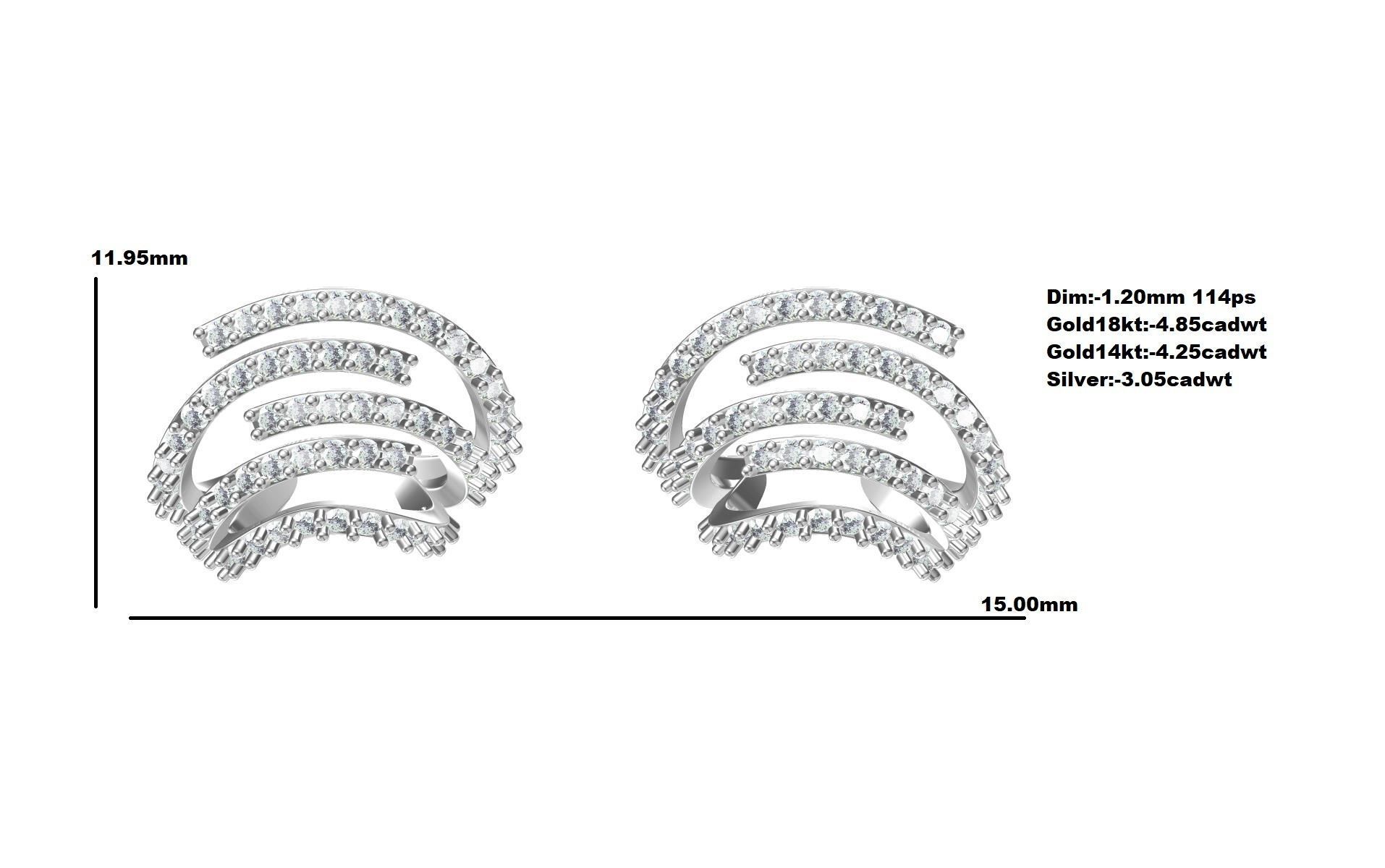 Earrings sterling silver cuff 3D print model_9