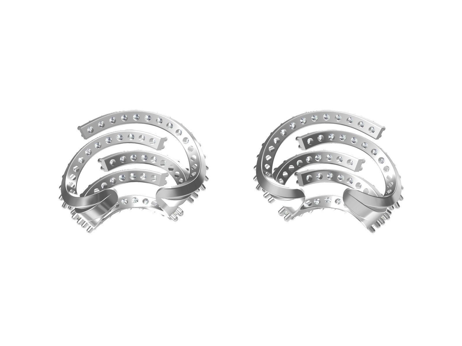 Earrings sterling silver cuff 3D print model_7