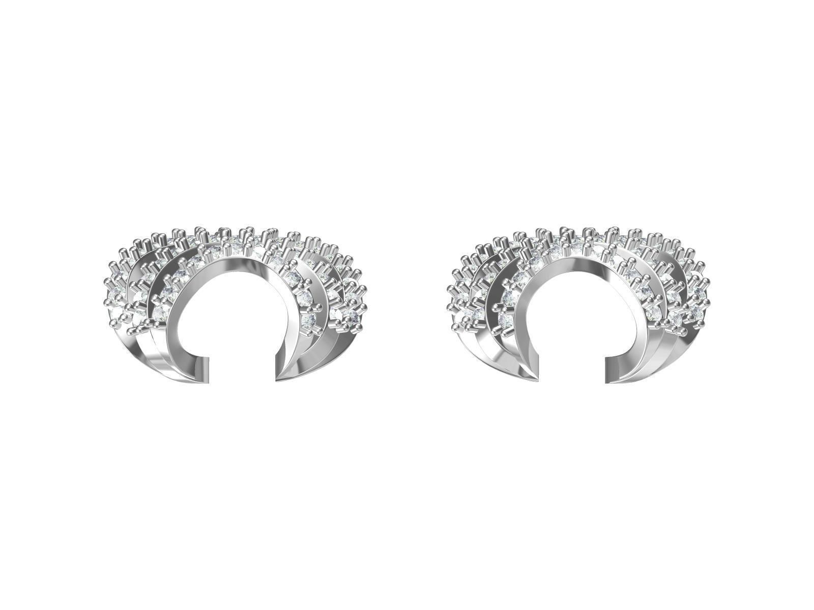 Earrings sterling silver cuff 3D print model_4