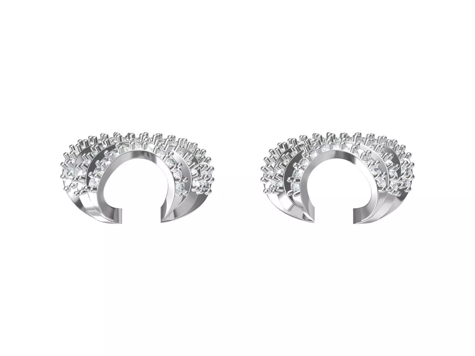Earrings sterling silver cuff 3D print model_0