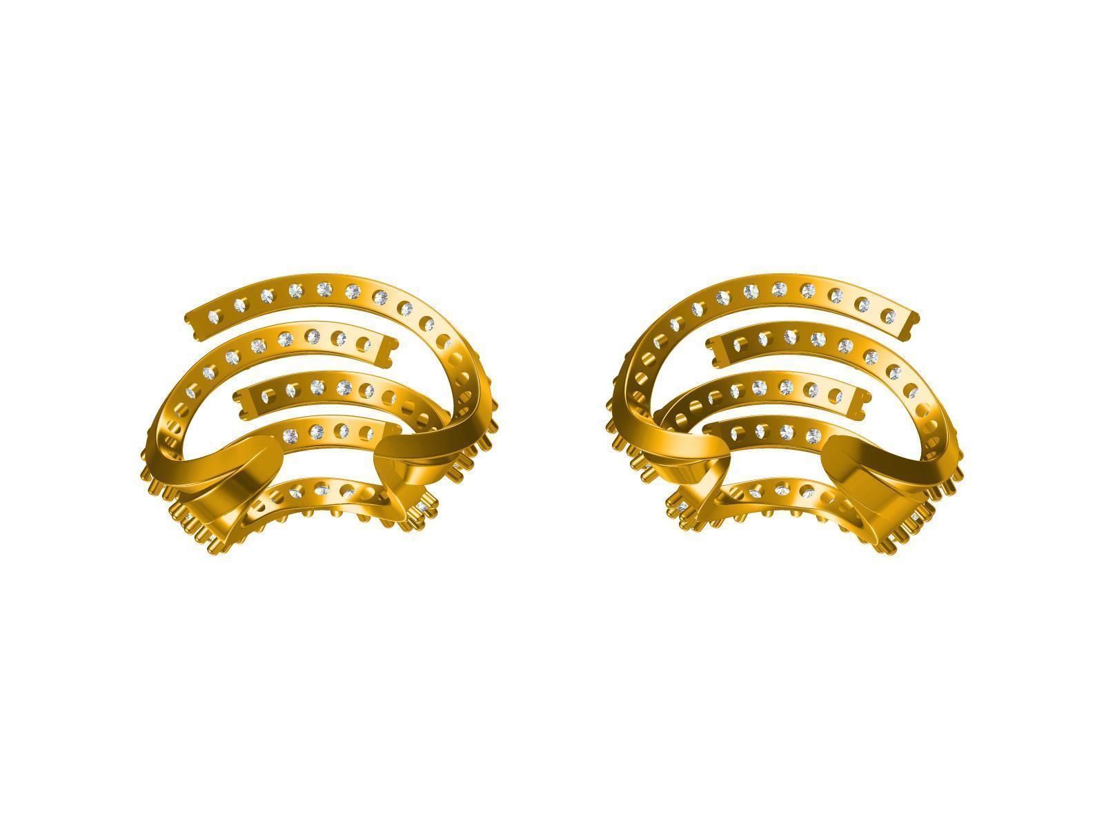 Earrings sterling silver cuff 3D print model_8