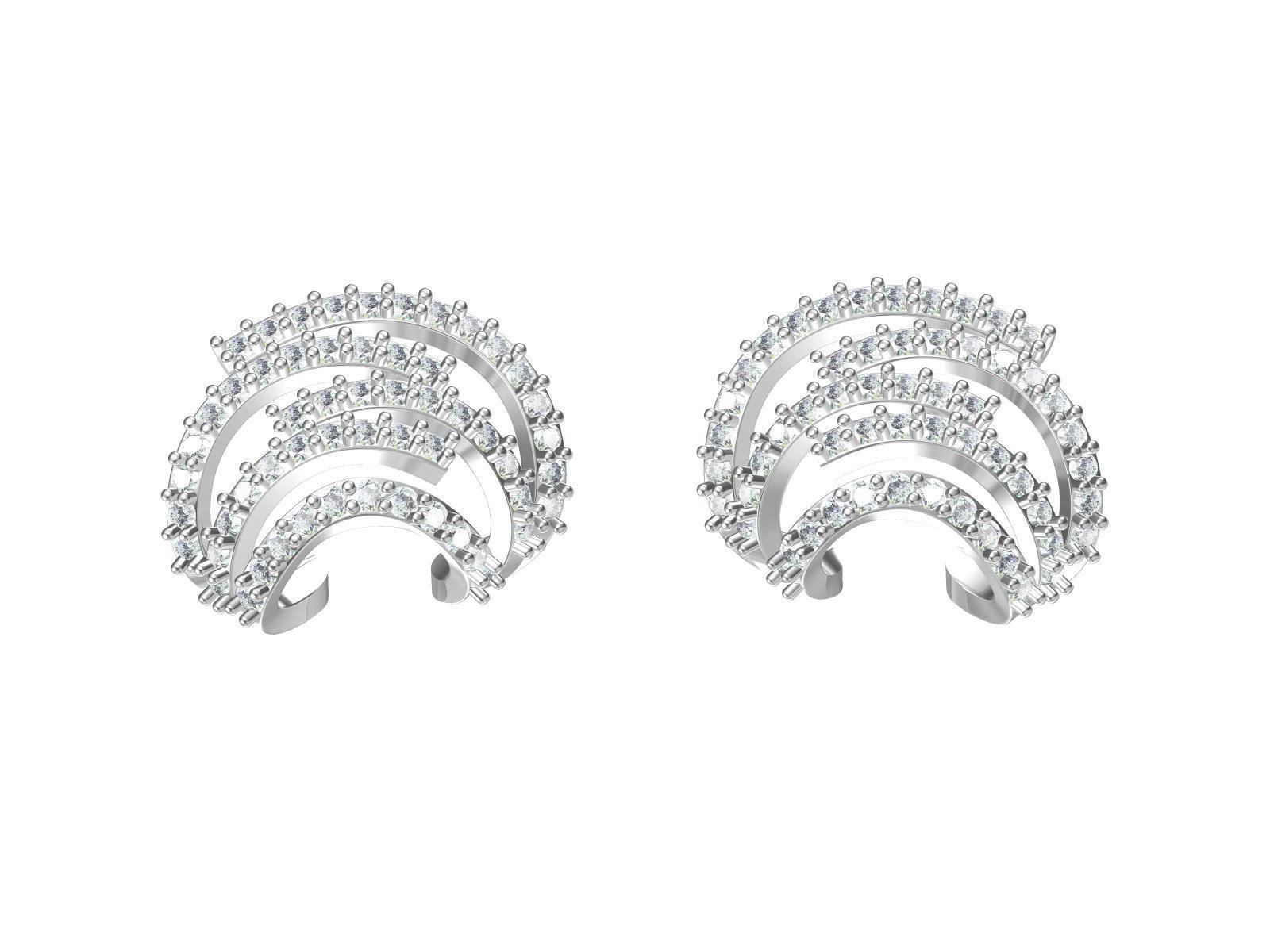 Earrings sterling silver cuff 3D print model_2