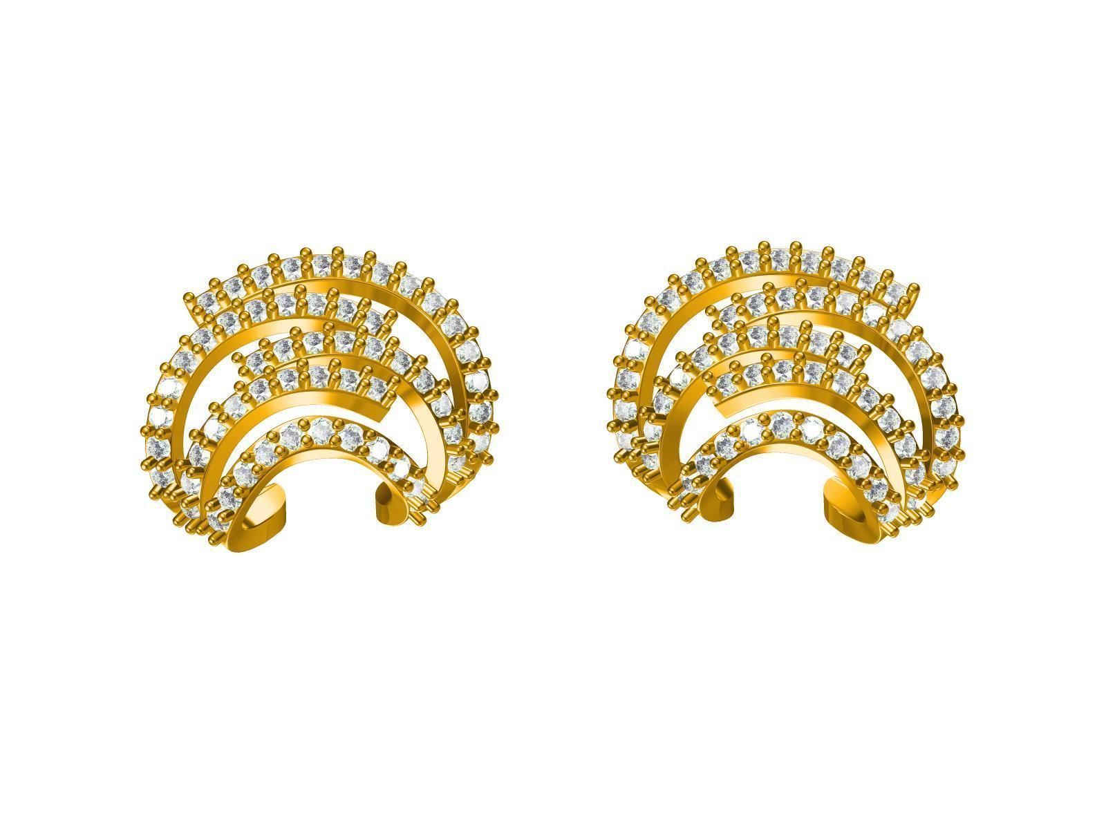 Earrings sterling silver cuff 3D print model_1