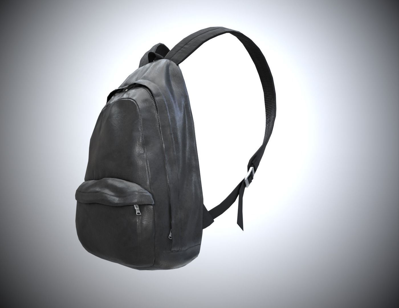 Backpack leather Low-poly 3D model_2