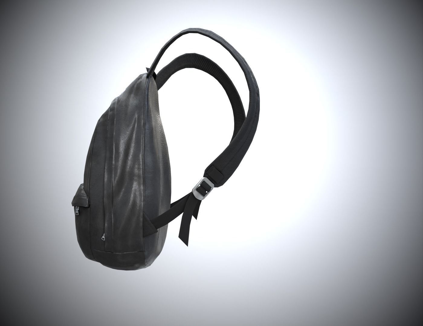 Backpack leather Low-poly 3D model_3