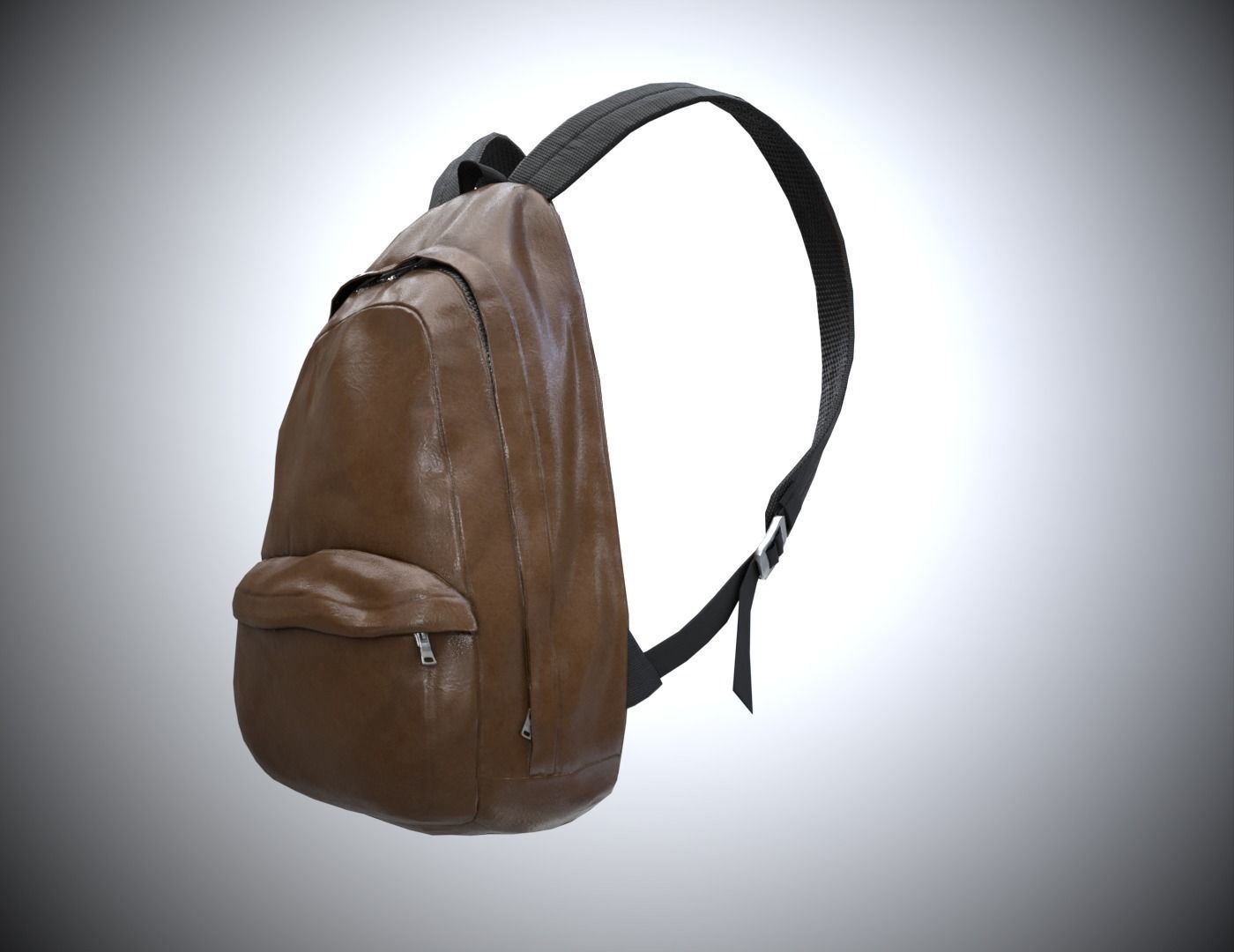Backpack leather Low-poly 3D model_8