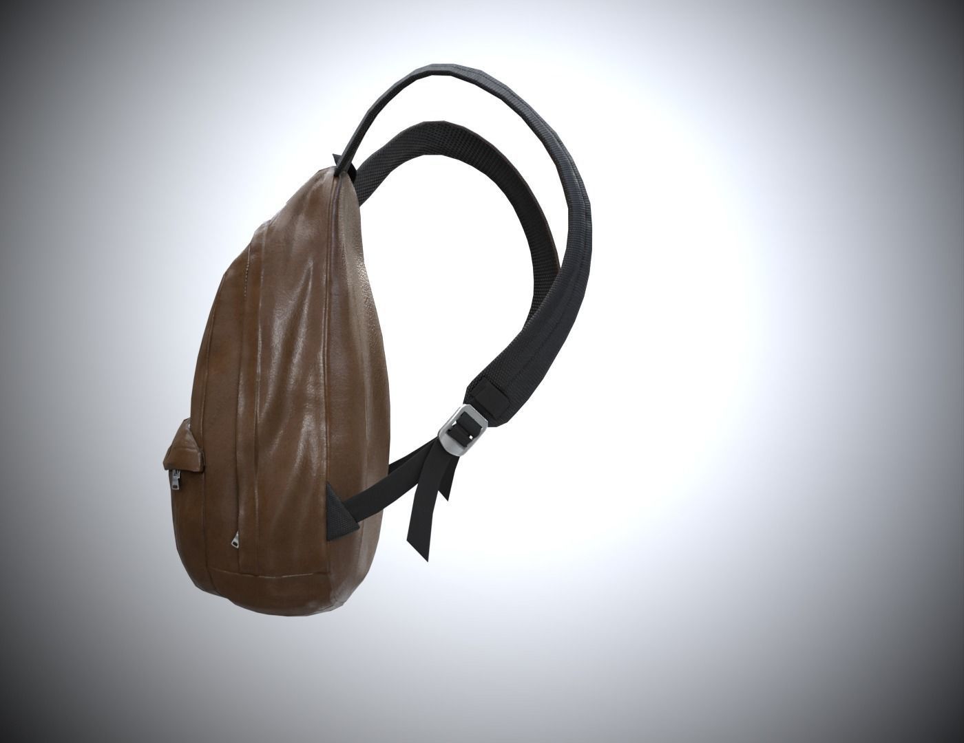 Backpack leather Low-poly 3D model_9