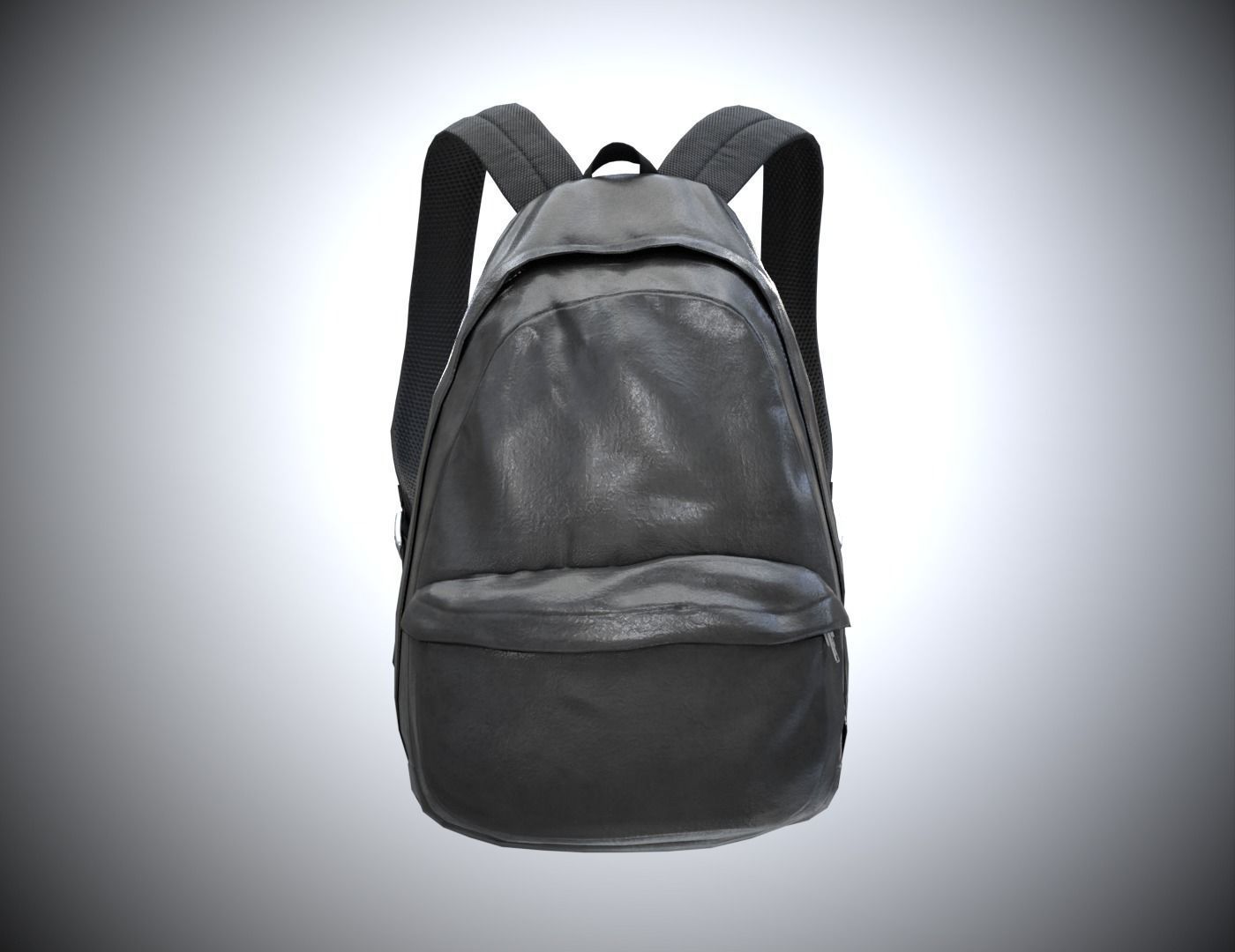 Backpack leather Low-poly 3D model_1