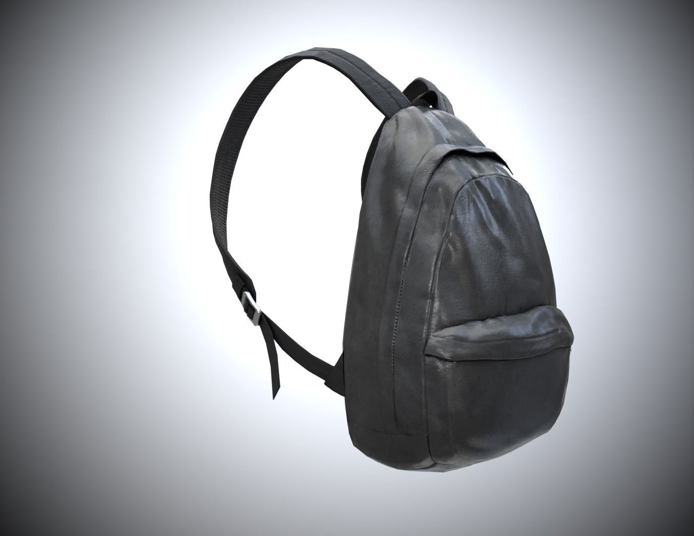 Backpack leather Low-poly 3D model_7