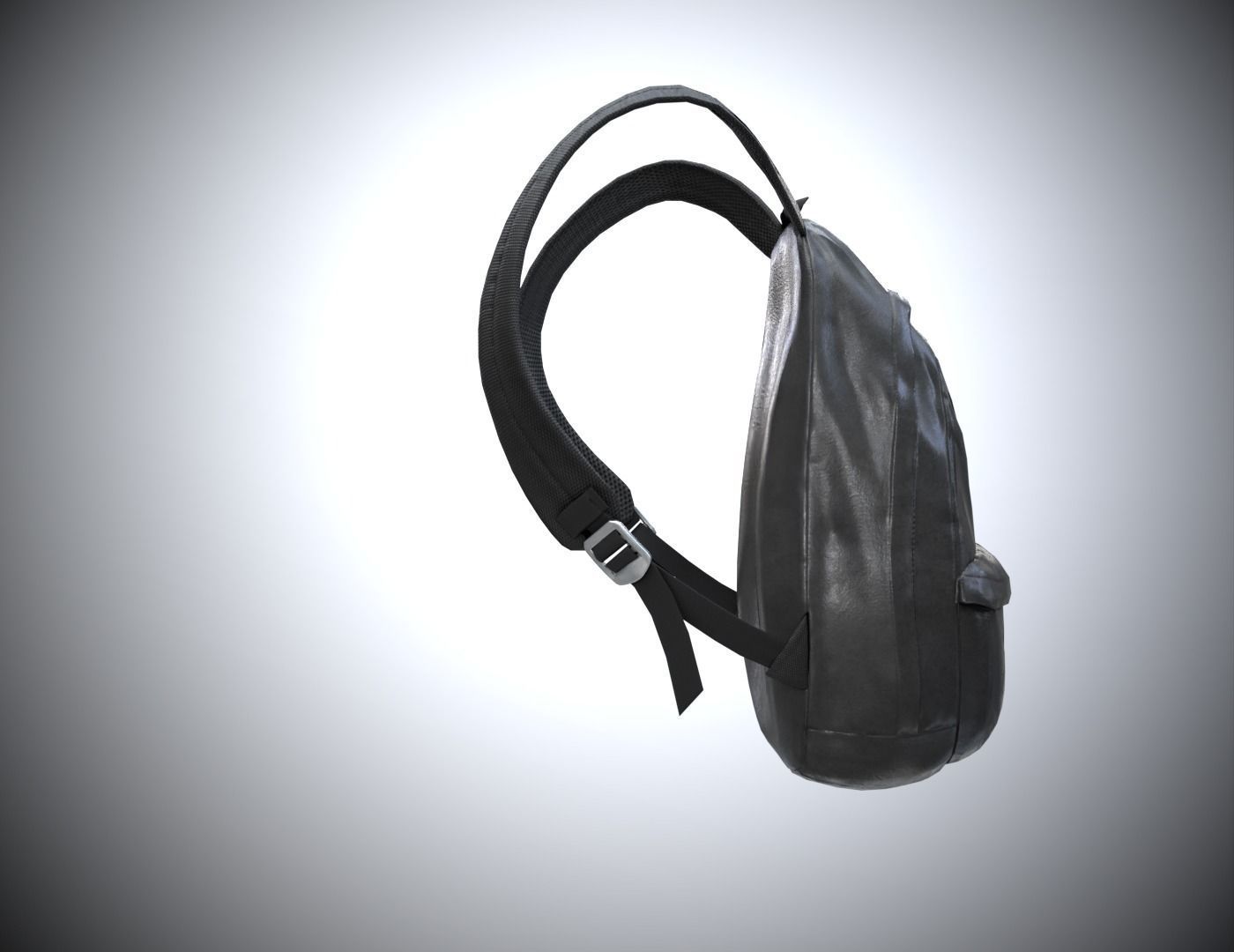 Backpack leather Low-poly 3D model_6