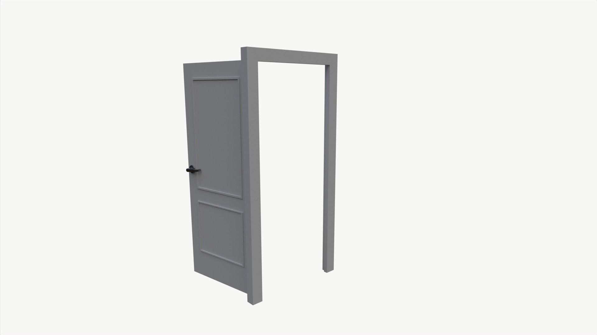 Low Poly Door Ready to Animate Low-poly 3D model_9