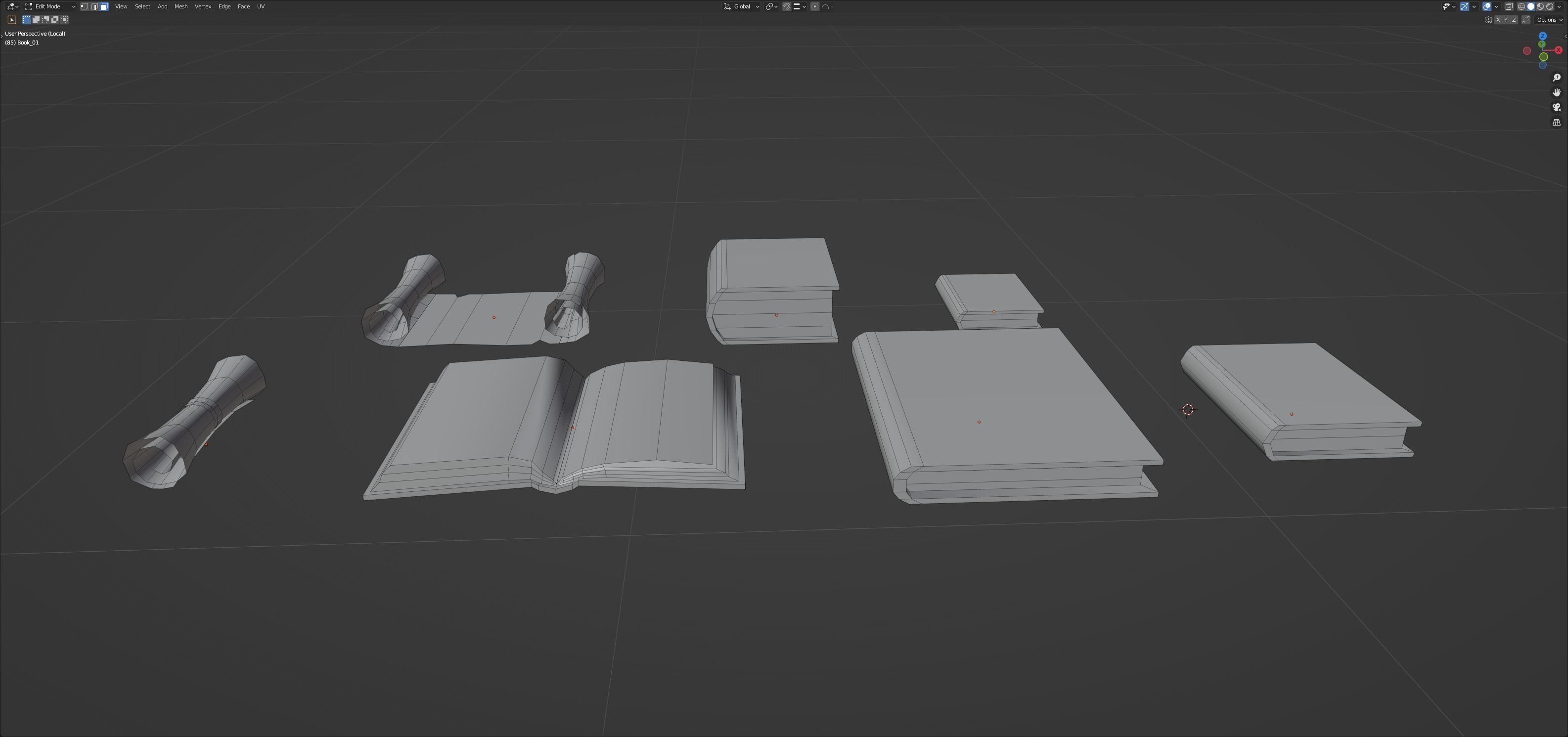 Medieval books Low-poly 3D model_5