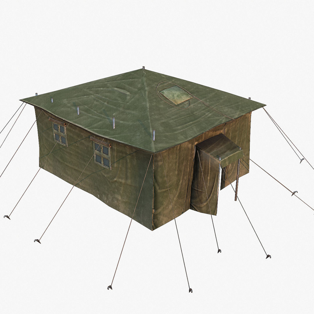 Military Tent Low-poly 3D model_2