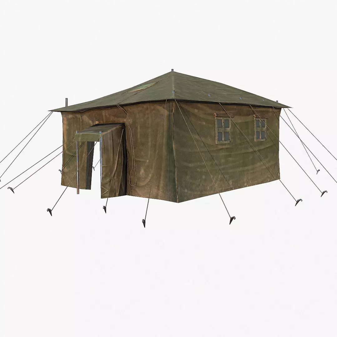 Military Tent Low-poly 3D model_0