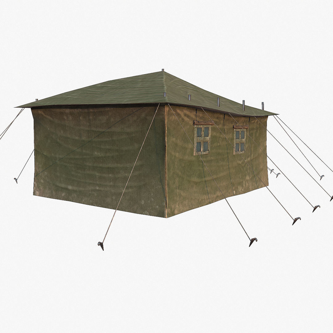 Military Tent Low-poly 3D model_3