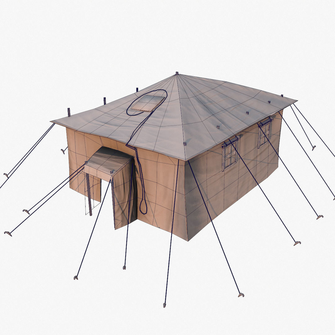 Military Tent Low-poly 3D model_8