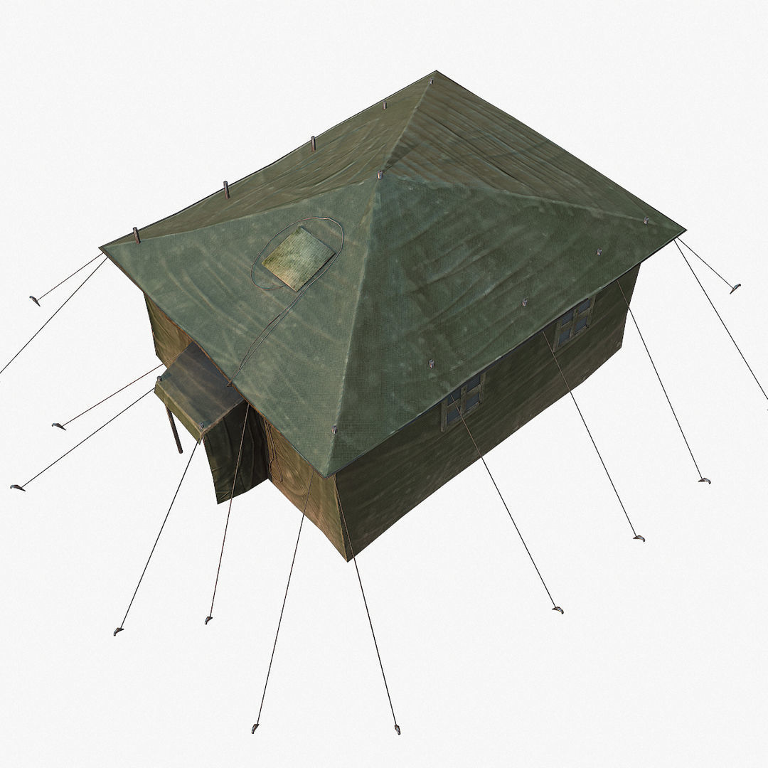 Military Tent Low-poly 3D model_4