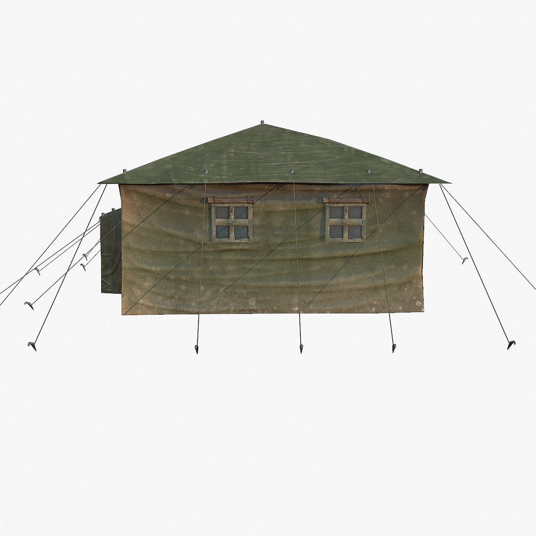 Military Tent Low-poly 3D model_5
