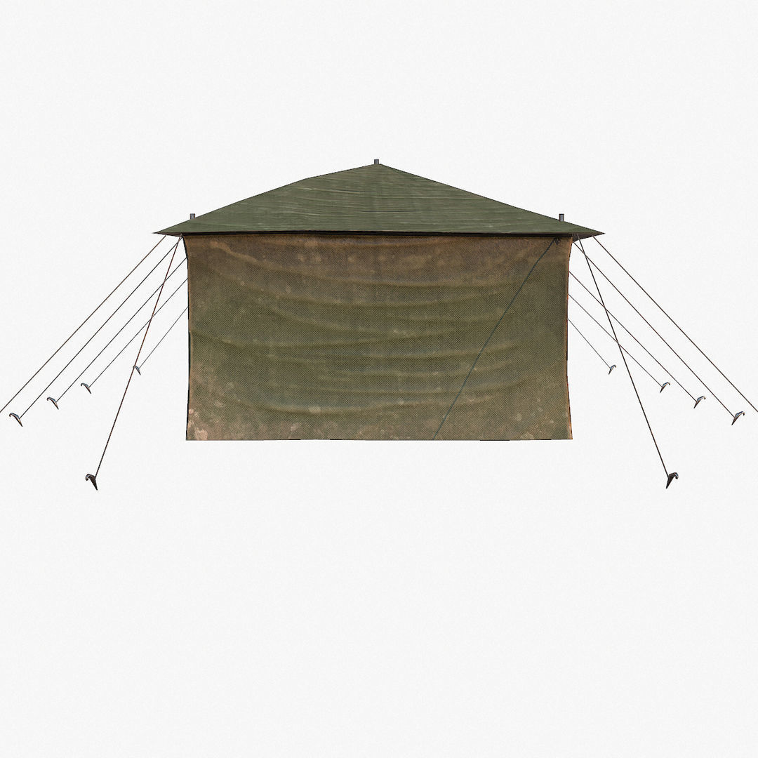 Military Tent Low-poly 3D model_6